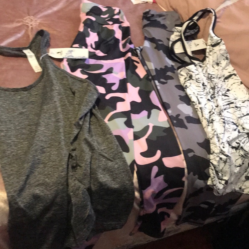 2 workout pants and 2 shirts